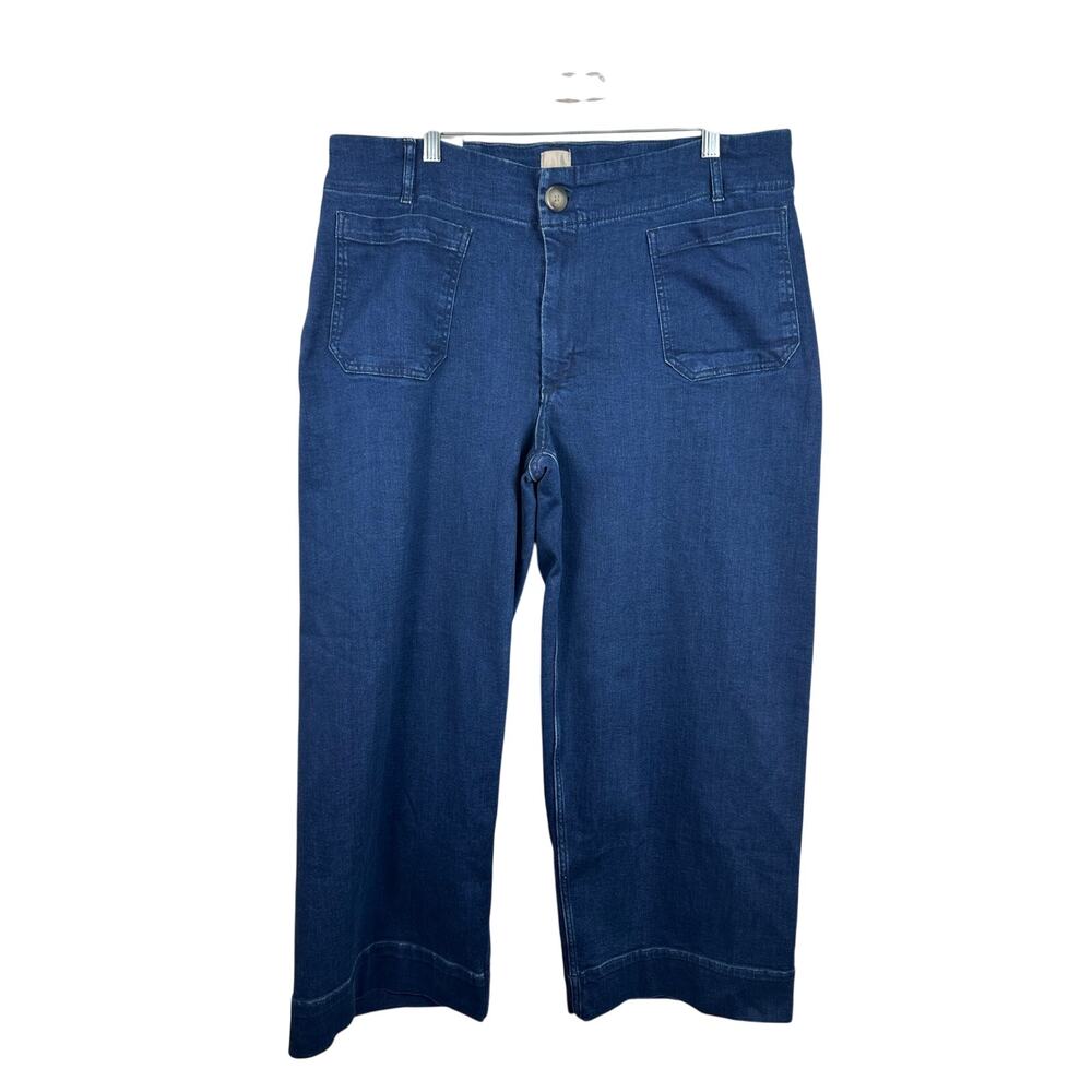 Maeve Colette Wide Leg Jeans Women 16W Dark Blue NWT Front Pocket Full Length